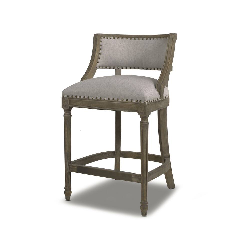 Bon Accord Farmhouse Counter or Bar Stool with Footrest - Light Heathered Grey - Linen - Counter height