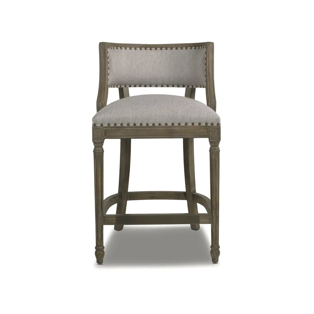 Bon Accord Farmhouse Counter or Bar Stool with Footrest - Light Heathered Grey - Linen - Counter height