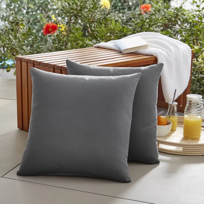 20" H x 20" W x 6" D Charcoal Parvati Outdoor Square Pillow Cover & Insert (Set of 2)