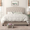Pascal Solid Wood Tufted Upholstered Low Profile Platform Bed AH283