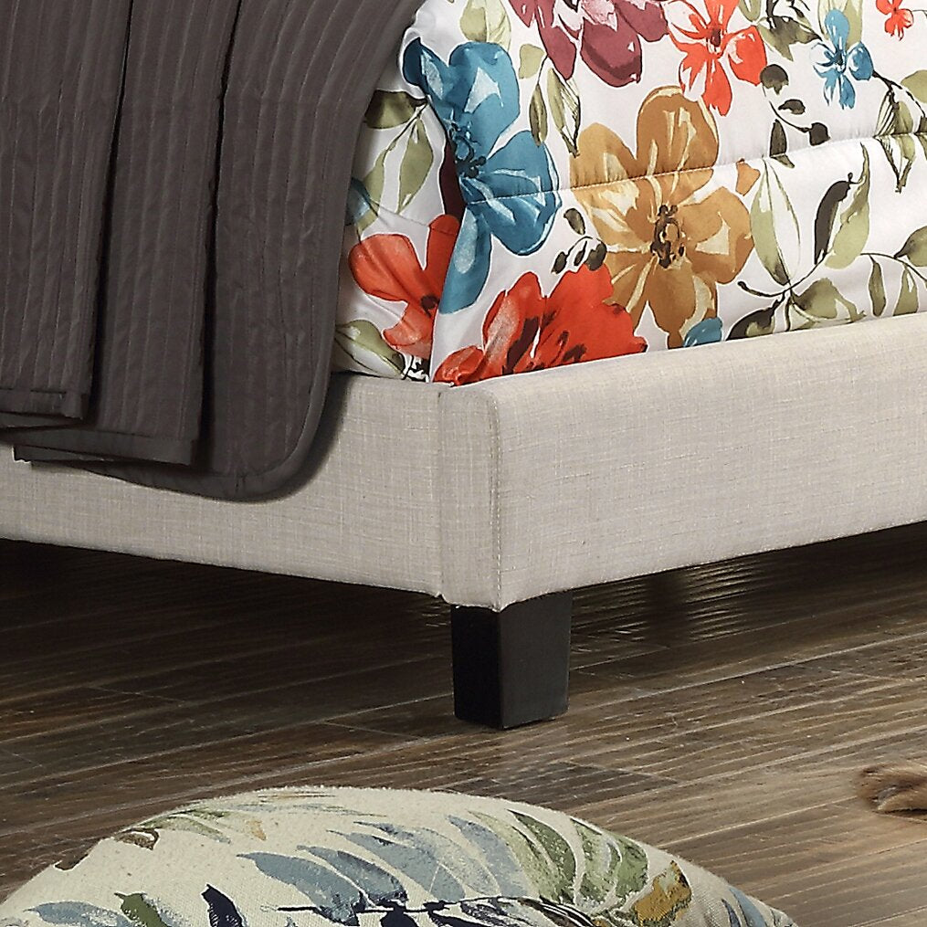 Pascal solid wood tufted upholstered low clearance profile platform bed