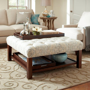 Heritage  Patrizio 42" Tufted Square Cocktail with Storage Ottoman
