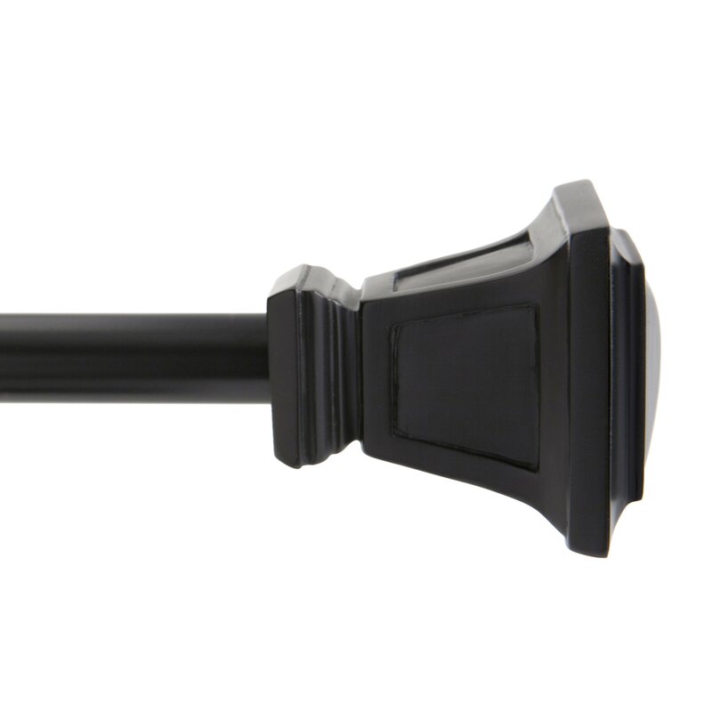 90" - 130" L: Matte Black Payan Adjustable 0.63" Single Curtain Rod