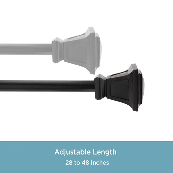 28" - 48" L Matte Black Payan Adjustable 0.63" Single Curtain Rod