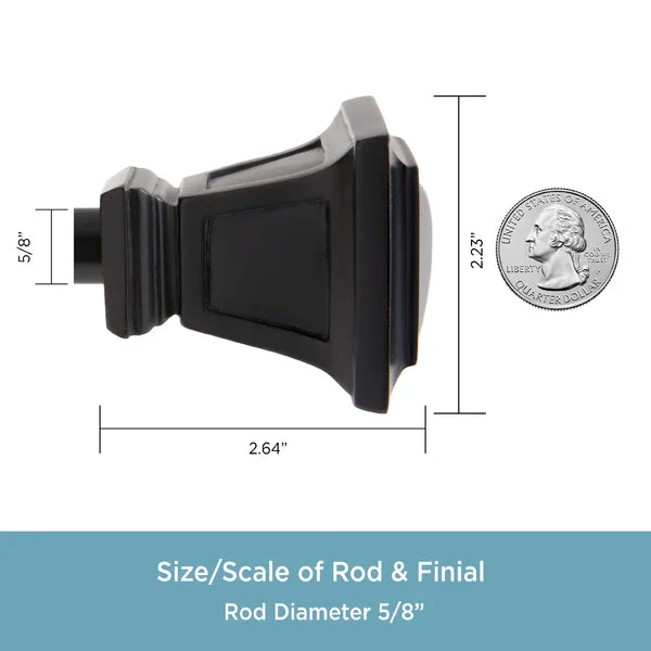 28" - 48" L Matte Black Payan Adjustable 0.63" Single Curtain Rod