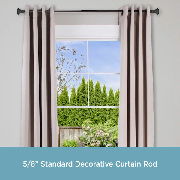 28" - 48" L Matte Black Payan Adjustable 0.63" Single Curtain Rod