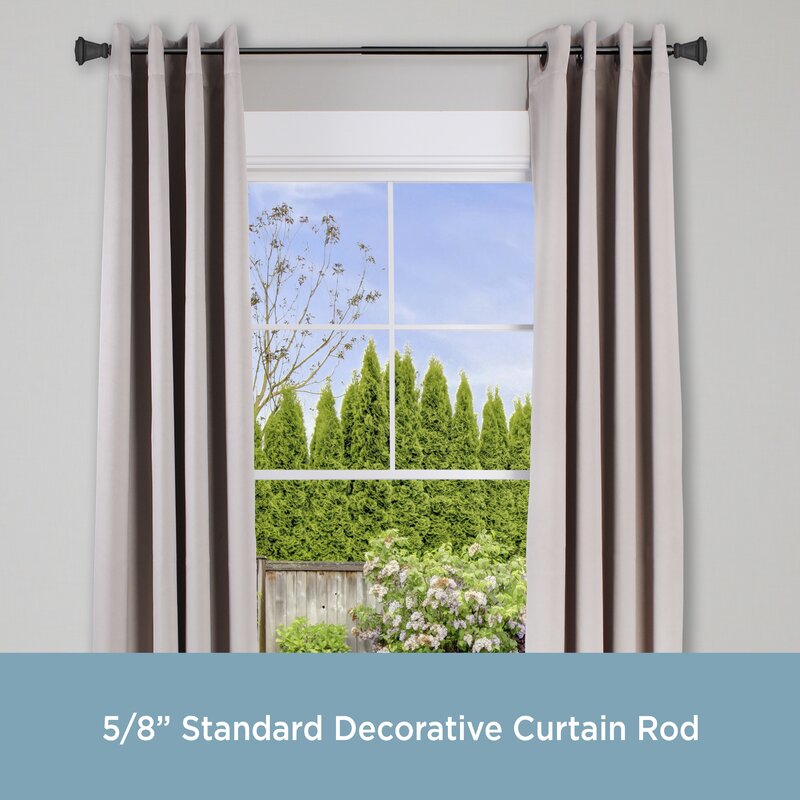 28" - 48" L Matte Black Payan Adjustable 0.63" Single Curtain Rod