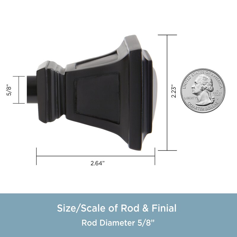 28" - 48" L Matte Black Payan Adjustable 0.63" Single Curtain Rod