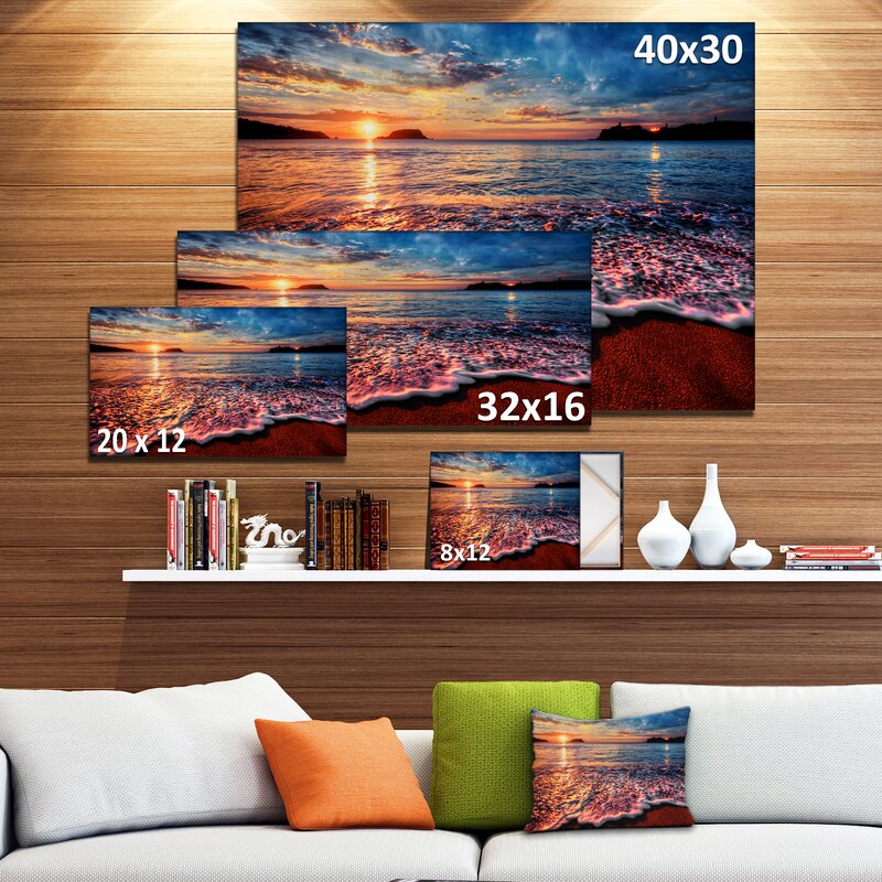 28" H x 60" W x 1" D Peaceful Evening Beach View - Wrapped Canvas Photograph