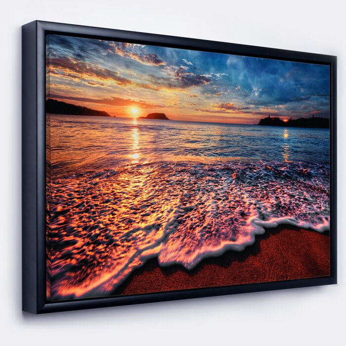32" H x 42" W x 1.5" D Peaceful Evening Beach View Wrapped Canvas Photograph