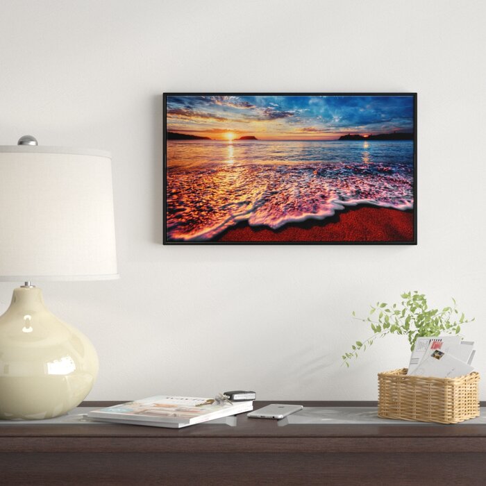 32" H x 42" W x 1.5" D Peaceful Evening Beach View Wrapped Canvas Photograph