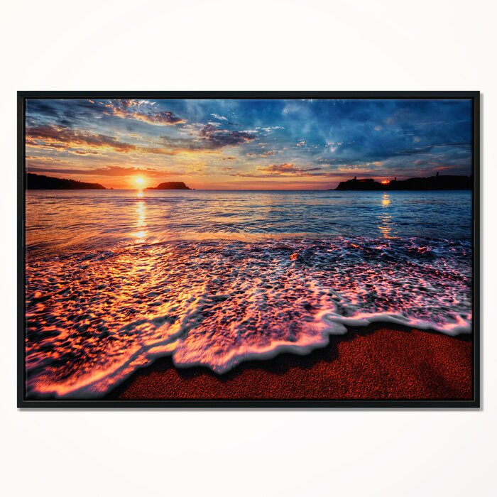 32" H x 42" W x 1.5" D Peaceful Evening Beach View Wrapped Canvas Photograph