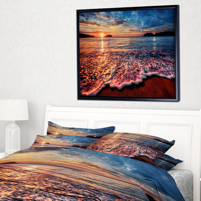 32" H x 42" W x 1.5" D Peaceful Evening Beach View Wrapped Canvas Photograph