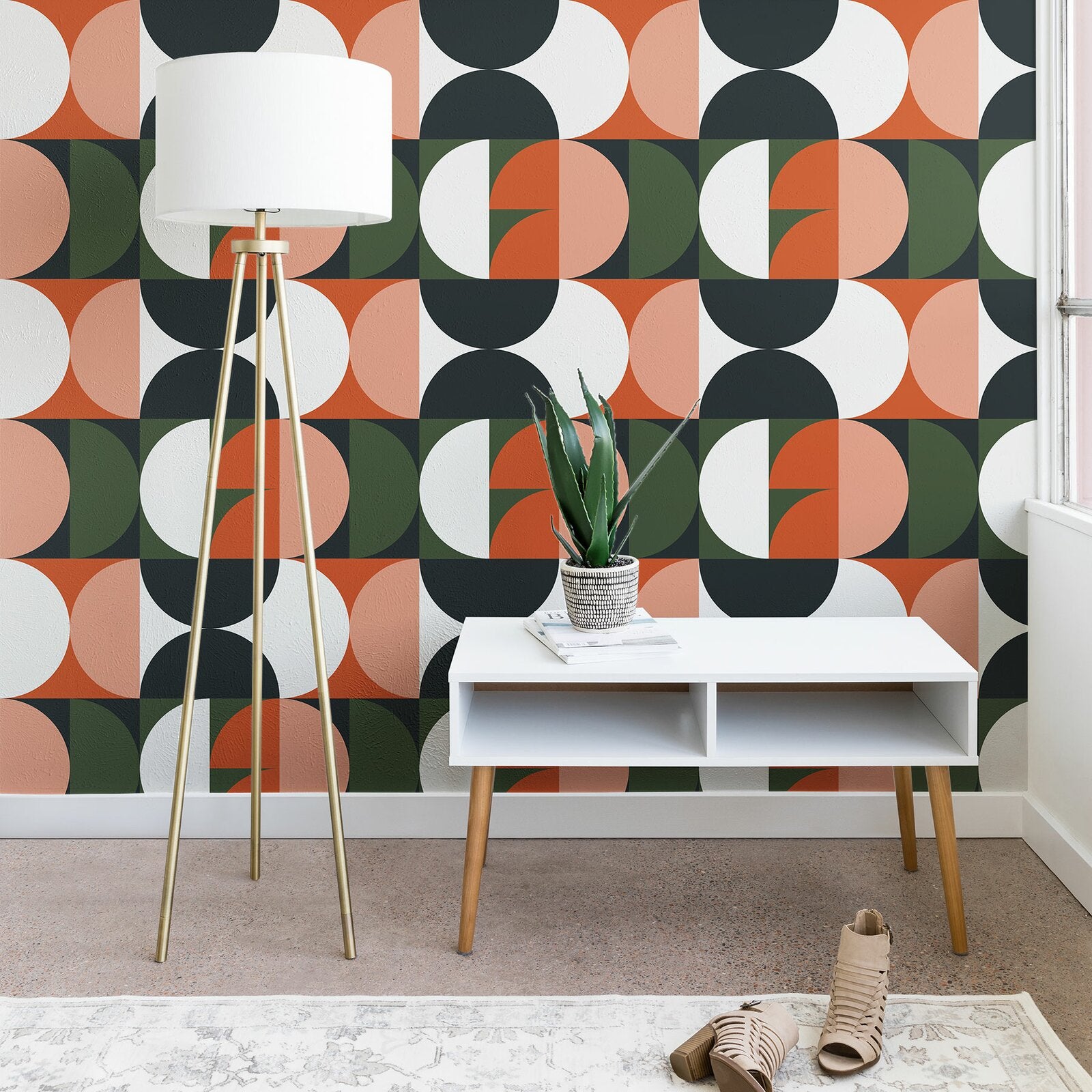 4'L x 24"W Orange/Green/Peach Peel and Stick Wallpaper Panel TJ225