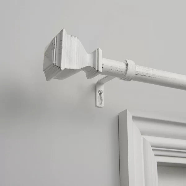 36" - 72" Distressed White Pelayo Adjustable 1" Single Curtain Rod