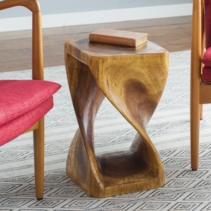 Solid wood abstract sales end table