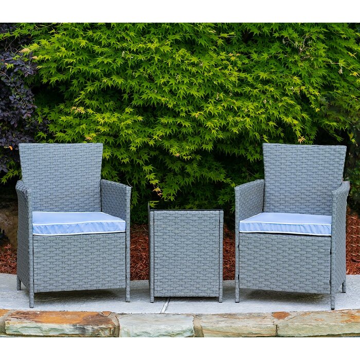 Pendergast 3 Piece Rattan Seating Group with Cushions, Gray (#K3958)