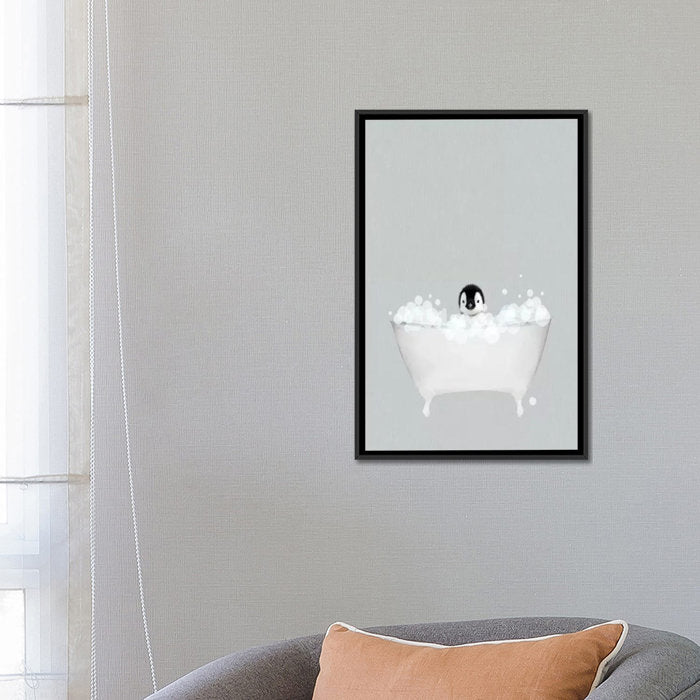 12" H x 8" W x 0.75" D Penguin Blue Bath by Leah Straatsma Graphic Art on Canvas