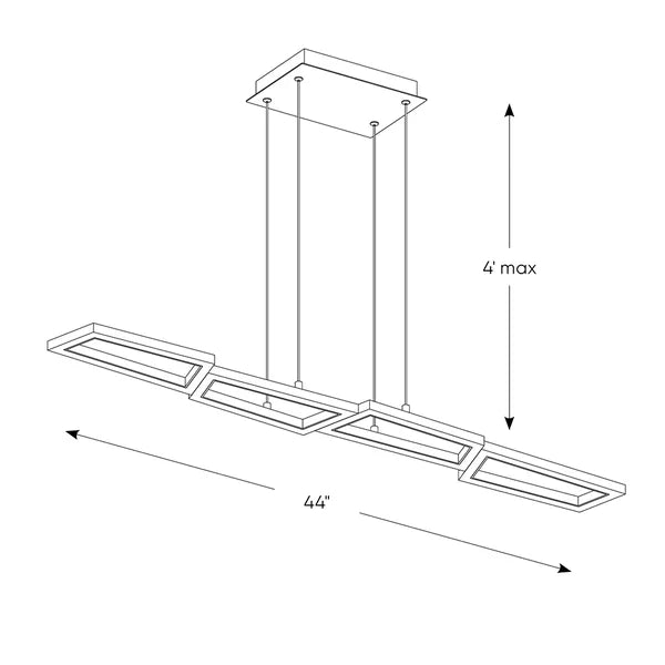 Black Pennwyn 4 - Light Kitchen Island Linear LED Pendant