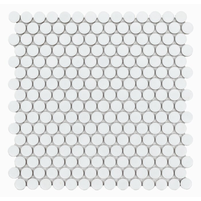 2 Boxes - Penny 0.75" x 0.75" Porcelain Mosaic Tile, Matte White - 20.68 Square Feet (#K5467 - 2 BOXES)