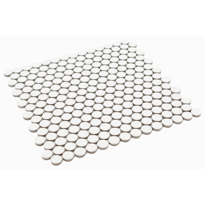1 Box - Penny 0.75" x 0.75" Porcelain Mosaic Tile, White - 10.34 Square Feet (#K6464)