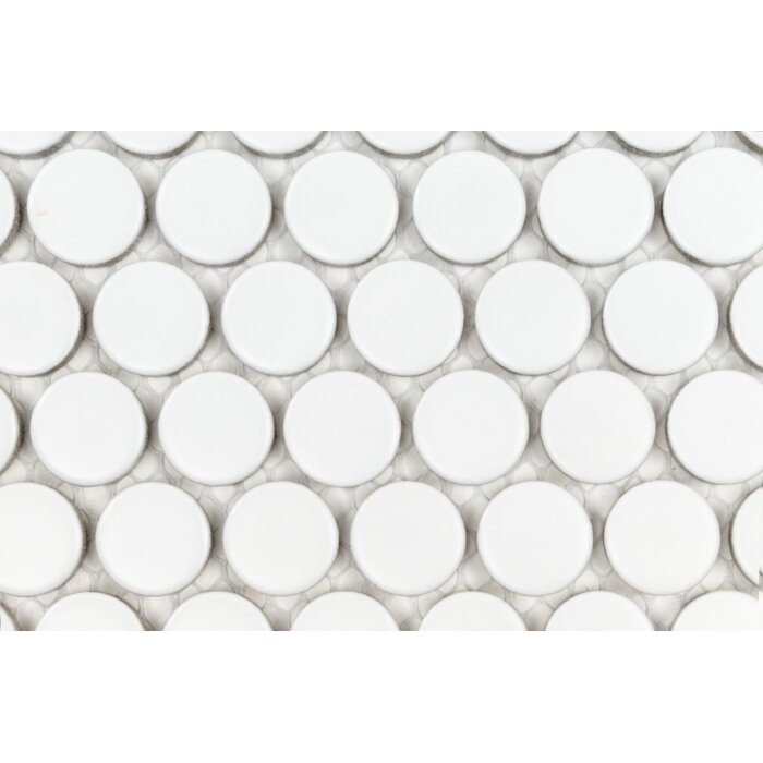 1 Box - Penny 0.75" x 0.75" Porcelain Mosaic Tile, White - 10.34 Square Feet (#K6464)