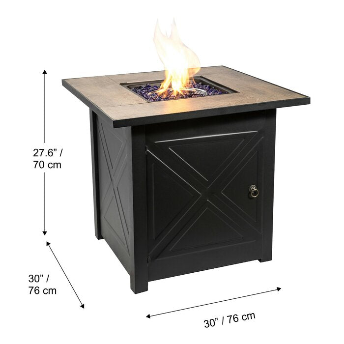 Black Permelia Steel Propane Fire Pit Table LX5719