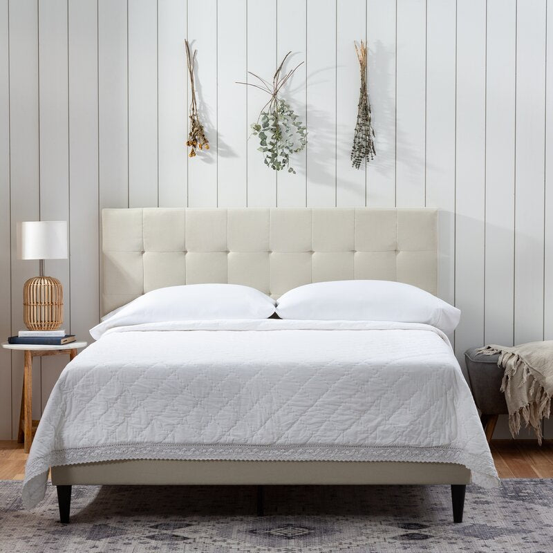 Full Cream Peters Extra-Long Twin Tufted Upholstered Low Profile Platform Bed