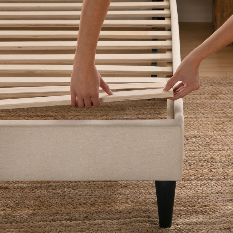 Full Cream Peters Extra-Long Twin Tufted Upholstered Low Profile Platform Bed