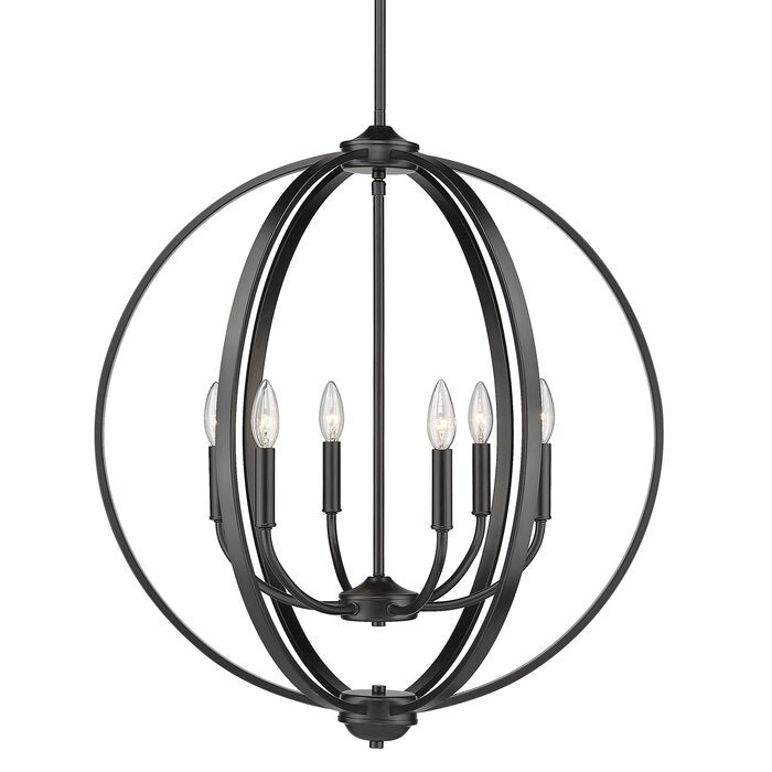 Black Petitt 6 - Light Dimmable Globe Chandelier