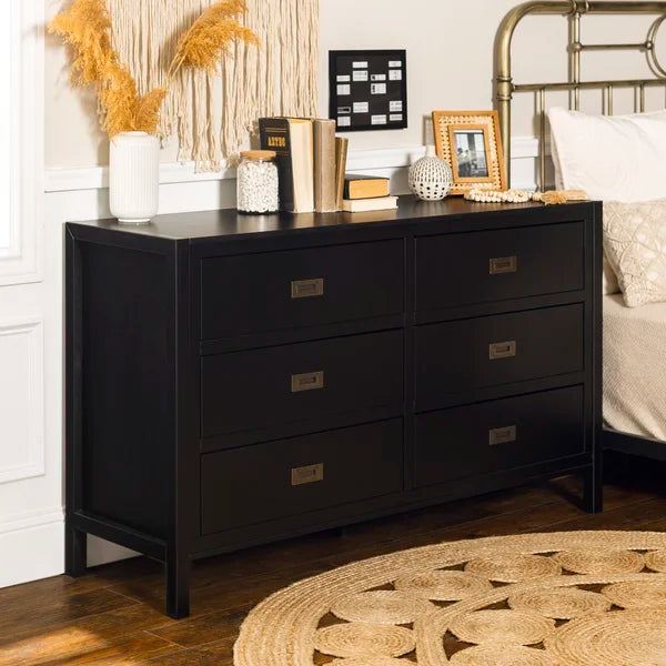 Black Petrillo 6 Drawer 57'' W Double Dresser