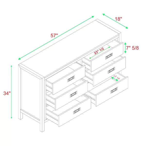 Black Petrillo 6 Drawer 57'' W Double Dresser