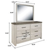 White Pinar 6 Drawer Double Dresser with Mirror