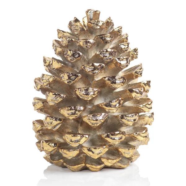 11" H x 10.75" W x 10.25" D Gold Pinecone Decorative Accent