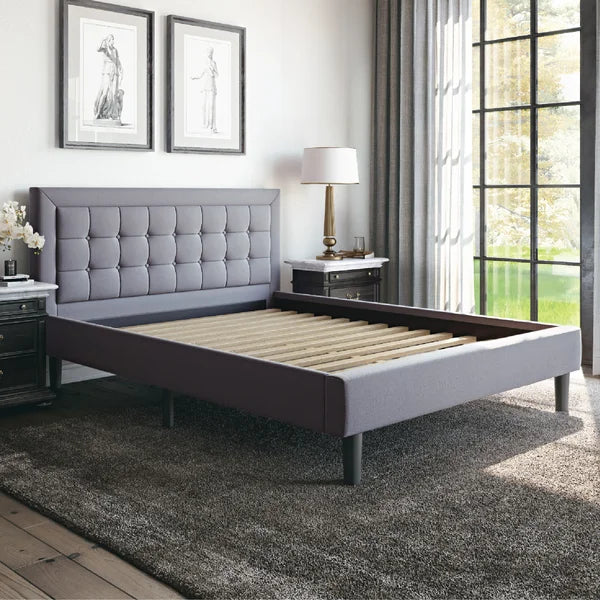Pinheiro tufted upholstered platform deals bed wrought studio