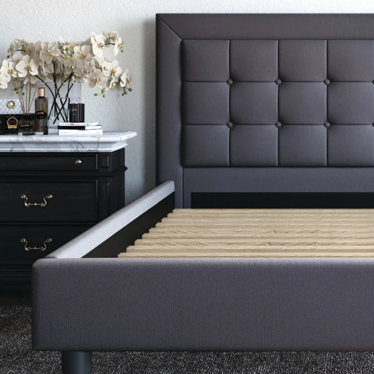 Pinheiro tufted upholstered platform shop bed wrought studio