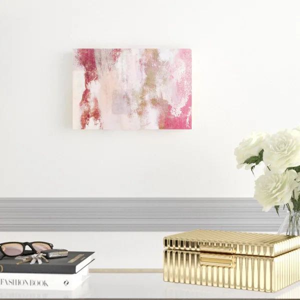 8" H x 12" W x 1.25" D Pink And Gold Abstract - Wrapped Canvas Painting