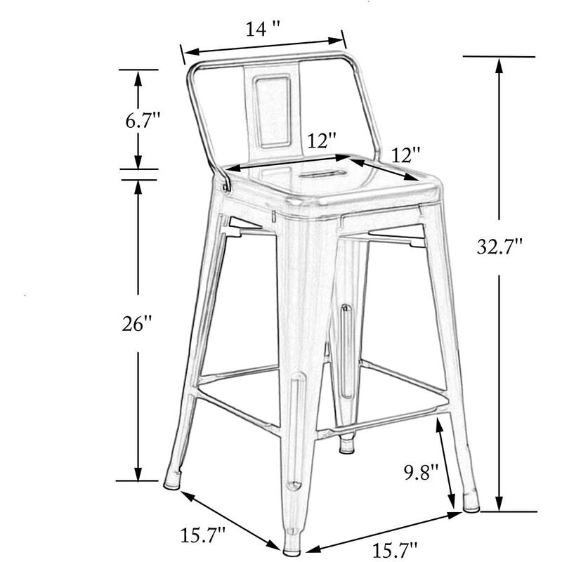 Black Pinney Counter & Bar Stool (Set of 4) HB196