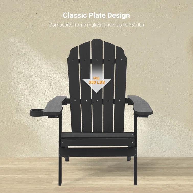 Black Plastic/Resin Folding Adirondack Chair