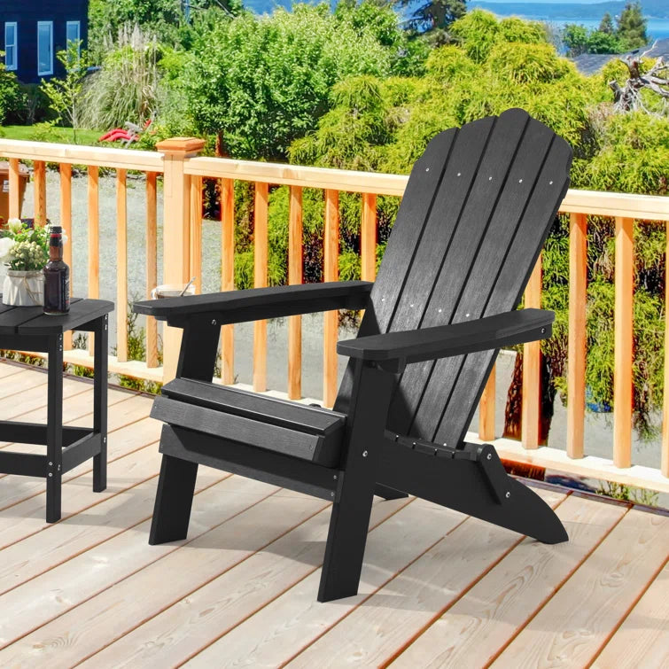 Black Plastic/Resin Folding Adirondack Chair