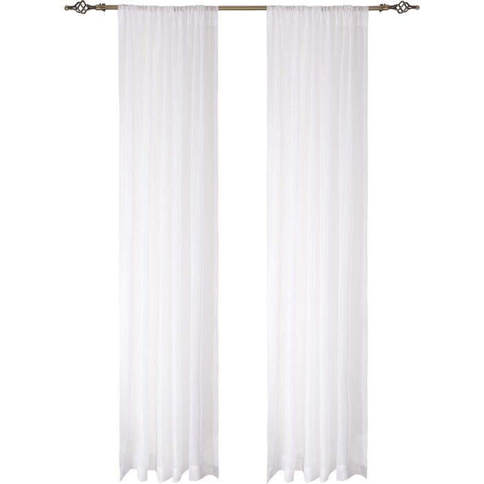Set of 2 - Poar Solid Sheer Rod Pocket Curtain Panels, White - 54" x 63" (#K1492)