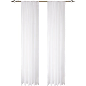 Set of 2 - Poar Solid Sheer Rod Pocket Curtain Panels, White - 54" x 63" (#K1492)