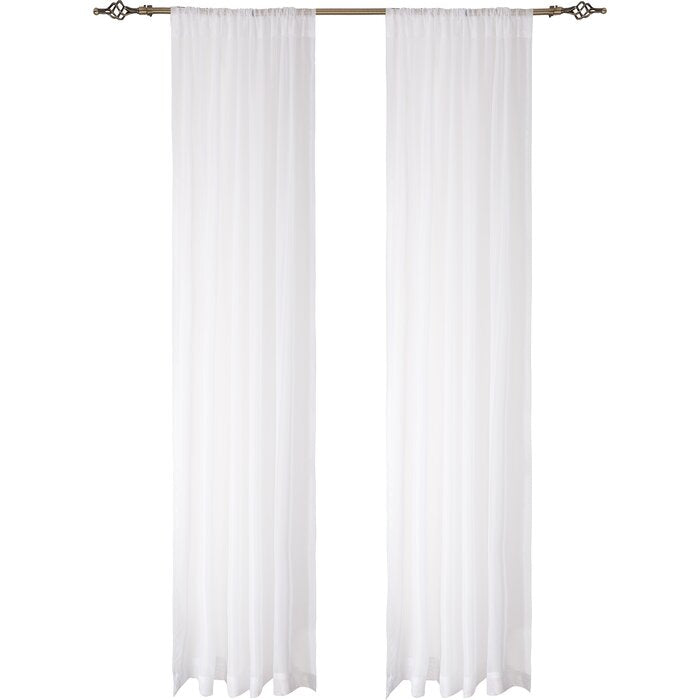 Set of 2 - Poar Solid Sheer Rod Pocket Curtain Panels, White - 54