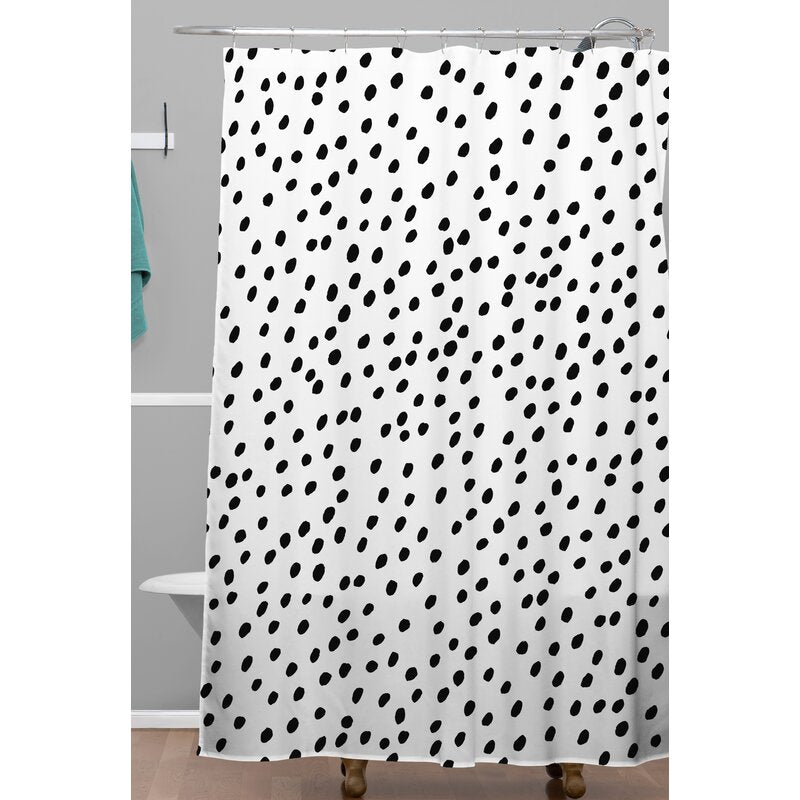 Black & White Polka  Dots Single Shower Curtain K8189