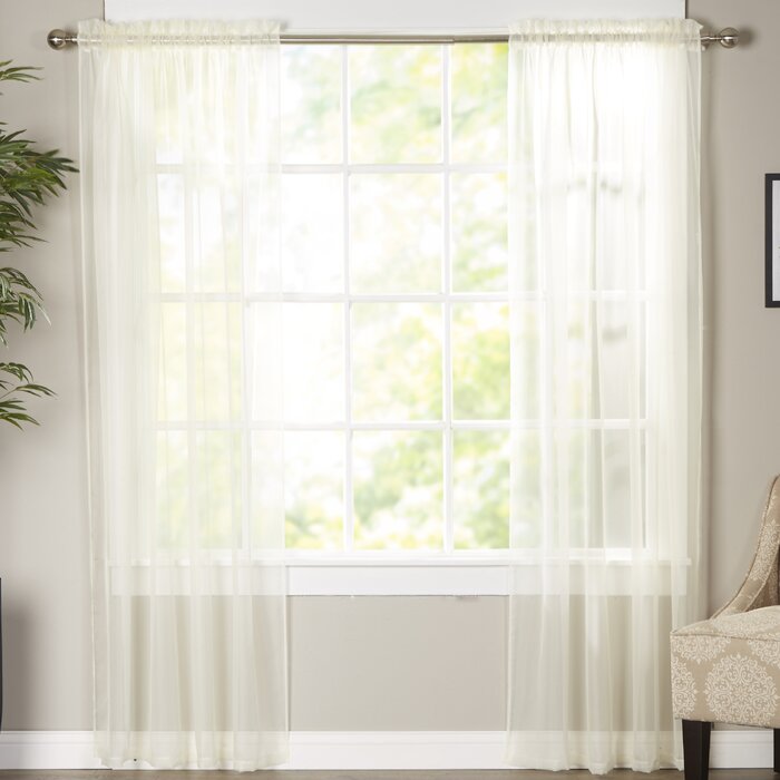 40" W x 84" L Polyester Sheer Curtain Pair (Set of 2)