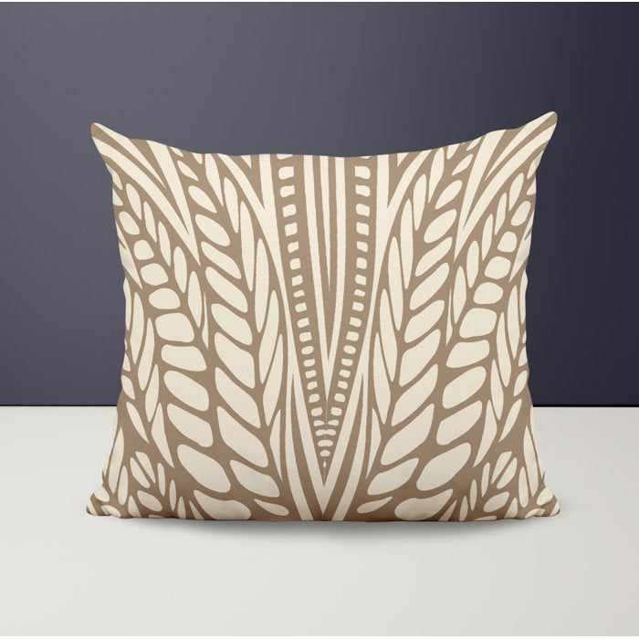 Beige Polyester Throw Square Indoor/Outdoor Pillow Cover & Insert