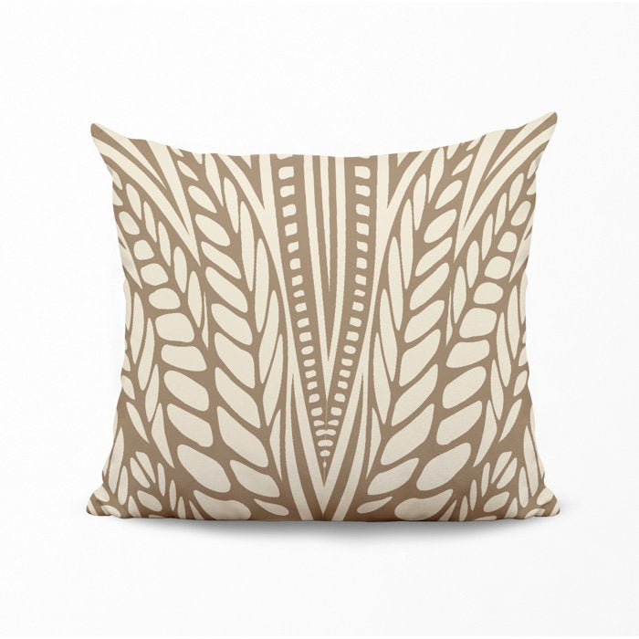 Beige Polyester Throw Square Indoor/Outdoor Pillow Cover & Insert