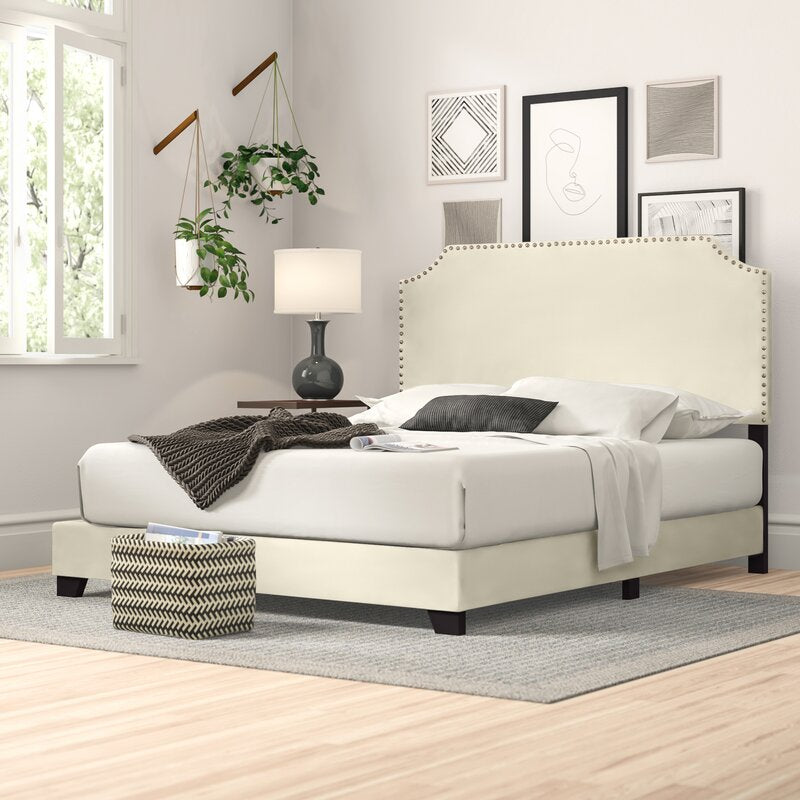 Beige Pomfret Upholstered Low Profile Standard Bed full *AS-IS*