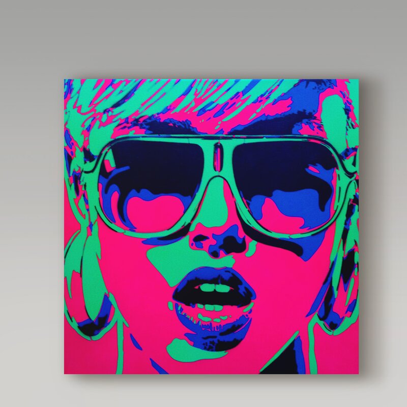 35" H x 35" W x 2" D Pop Star Pink Green by Abstract Graffiti - Graphic Art on Canvas KB2536-A4-B4-P2