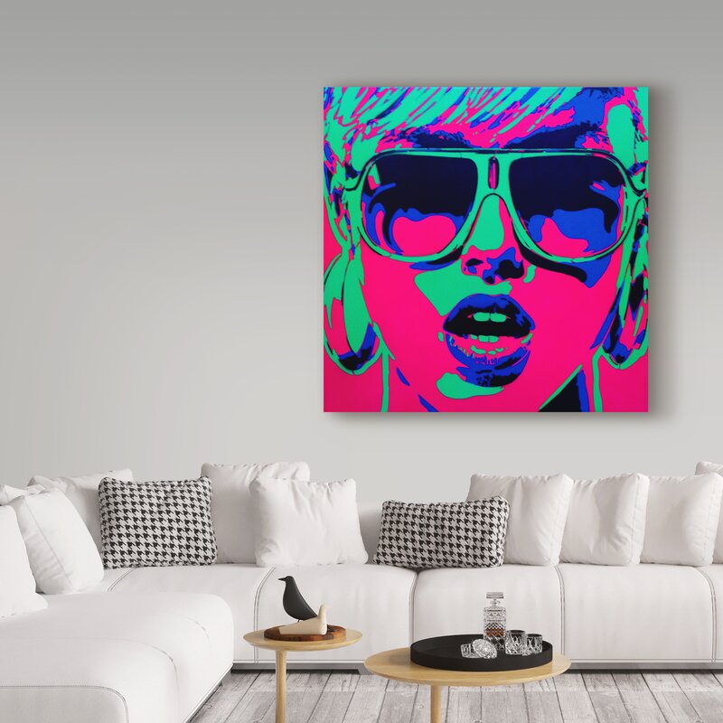 35" H x 35" W x 2" D Pop Star Pink Green by Abstract Graffiti - Graphic Art on Canvas KB2536-A4-B4-P2